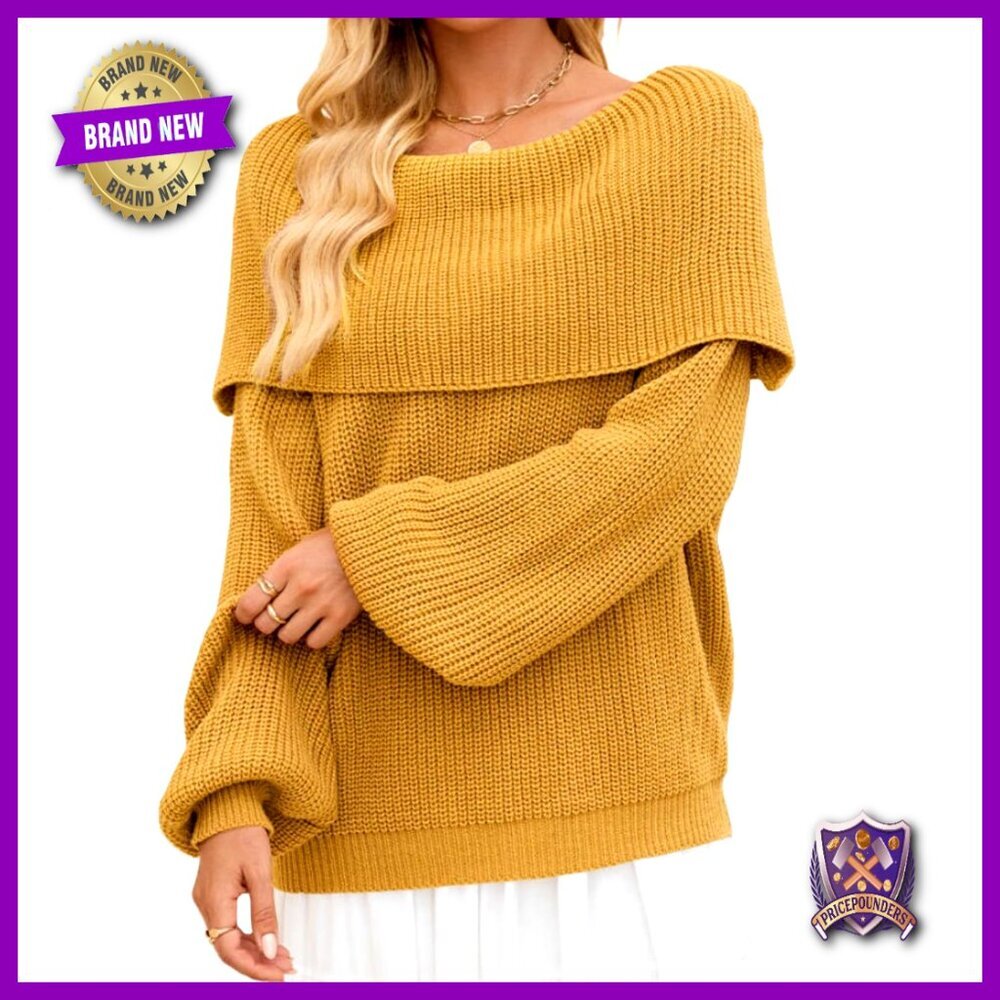 Long Sleeve Pullover Sweater Cable Knit Slash Neck Casual Streetwear